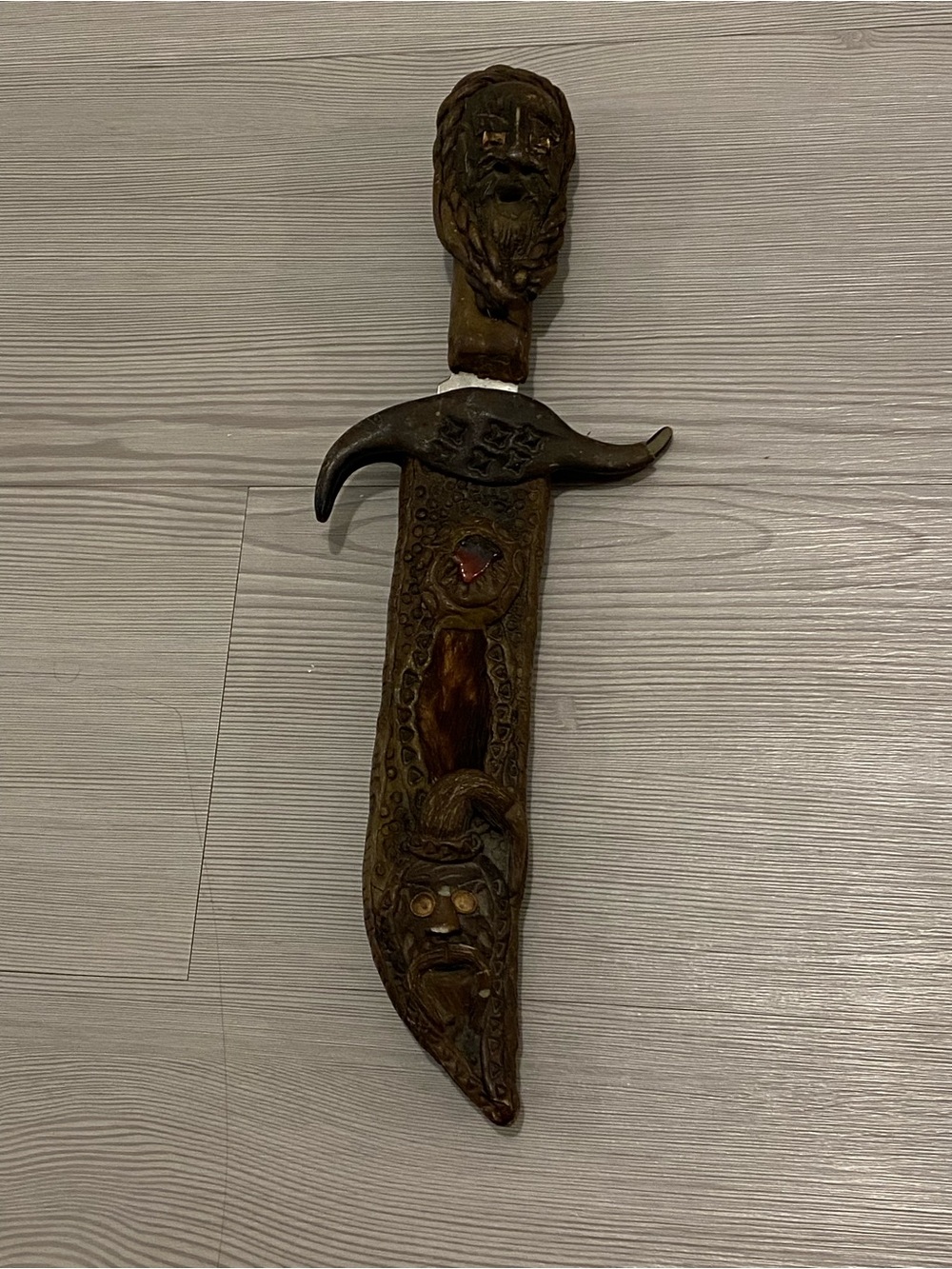 Vintage Tramontina Brazil Hand-Carved Knife with Ornate Handle